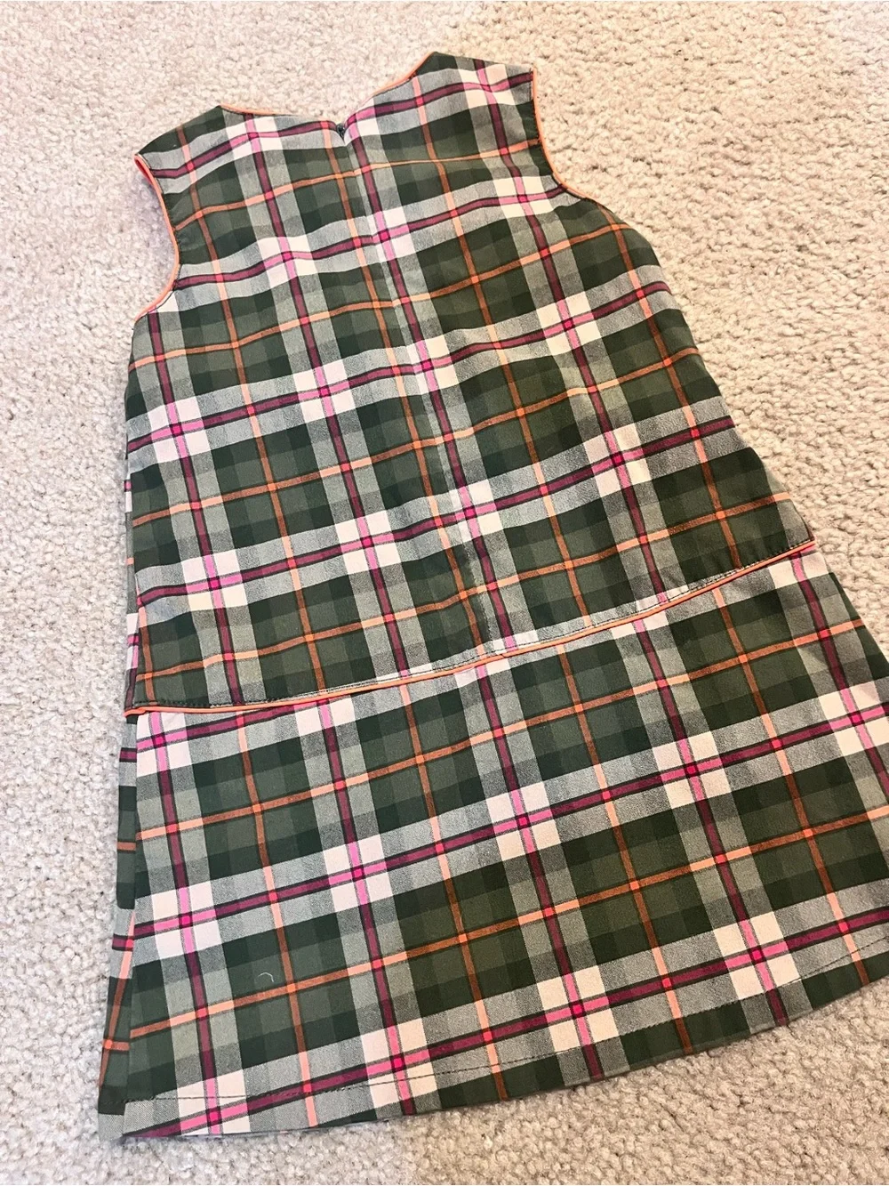 Girls Plaid Sleeveless Dress with Orange Trim - Green/Pink gap Y2K